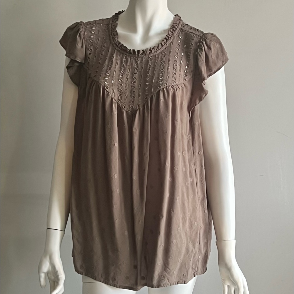 Torrid Olive Eyelet Ruffle Sleeve Top Size 2X